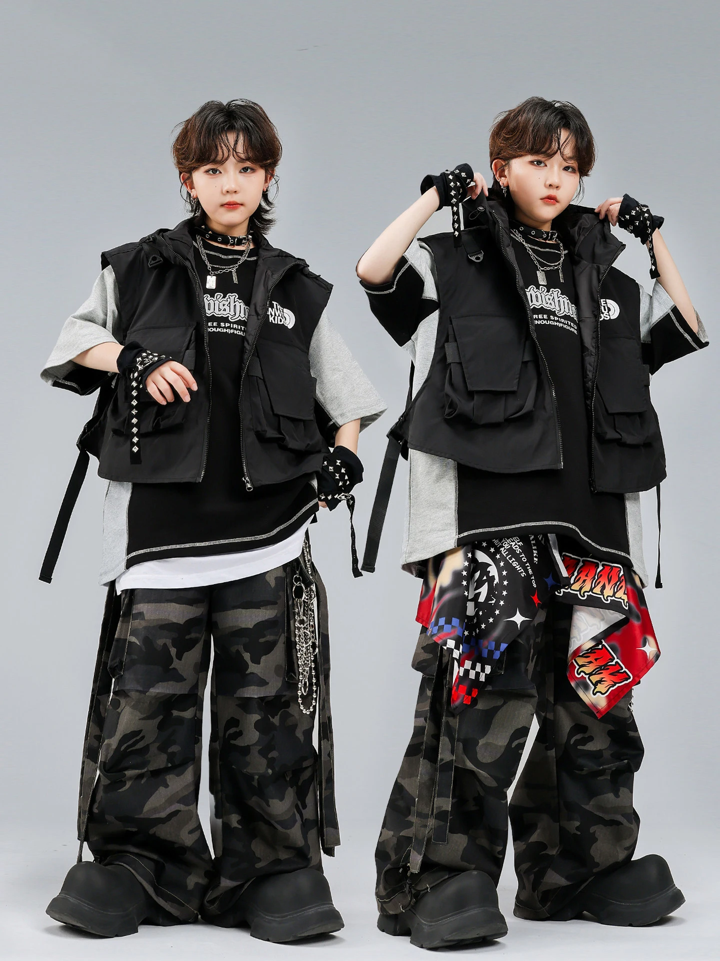 2026 Children Ballroom Hip Hop Dance Costumes For Boys Loose Hoodie Tops Camouflage Pants Streetwear Jazz Rave Clothes DQS22385
2026 Children Ballroom Hip Hop Dance Costumes For Boys Loose Hoodie Tops Camouflage Pants Streetwear Jazz Rave Clothes DQS22385