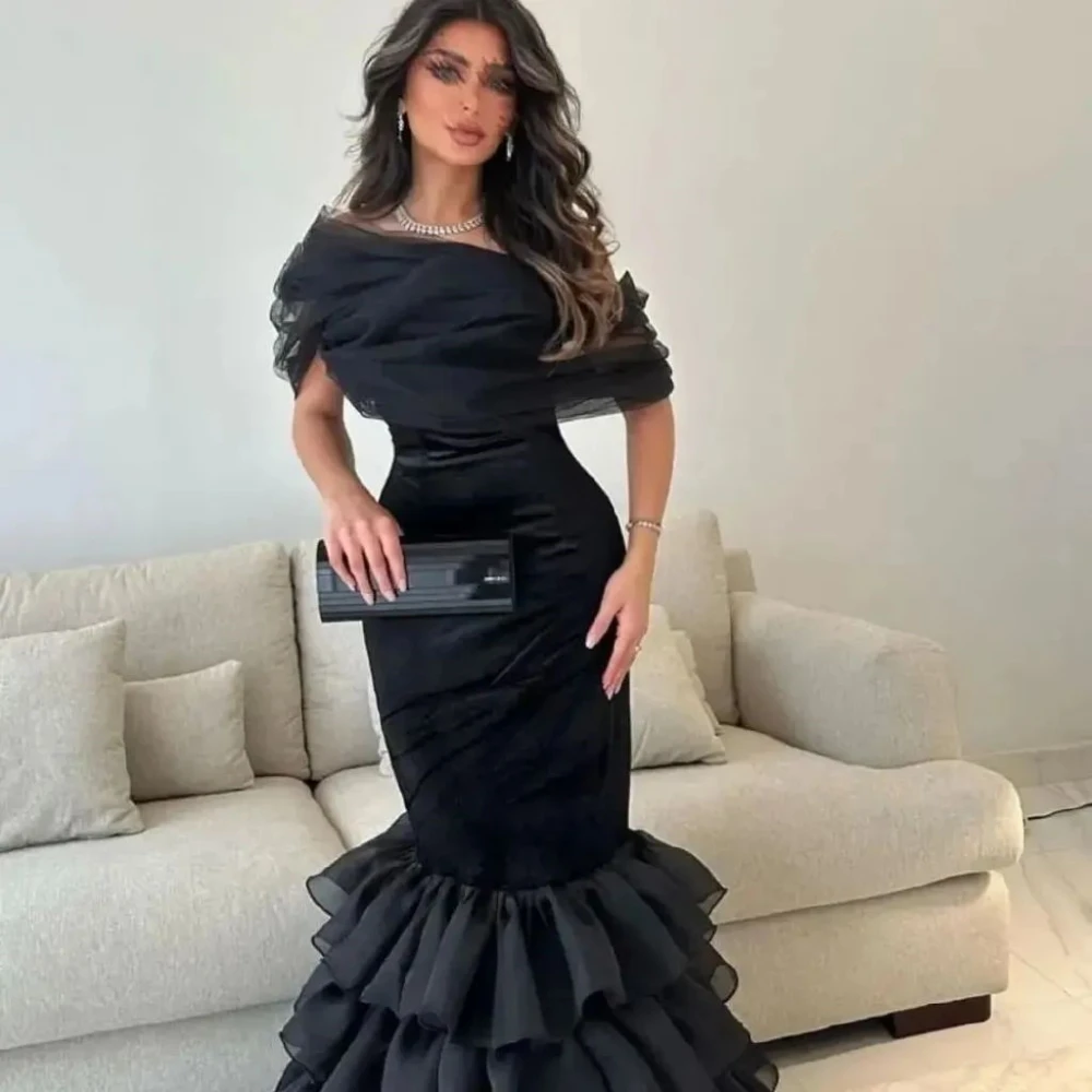 Carolina Elegant Black New Saudi Arabic One Shoulder Prom Dresses Tulle Tiered Ankle Length Formal Women Evening Party Dress
Carolina Elegant Black New Saudi Arabic One Shoulder Prom Dresses Tulle Tiered Ankle Length Formal Women Evening Party Dress