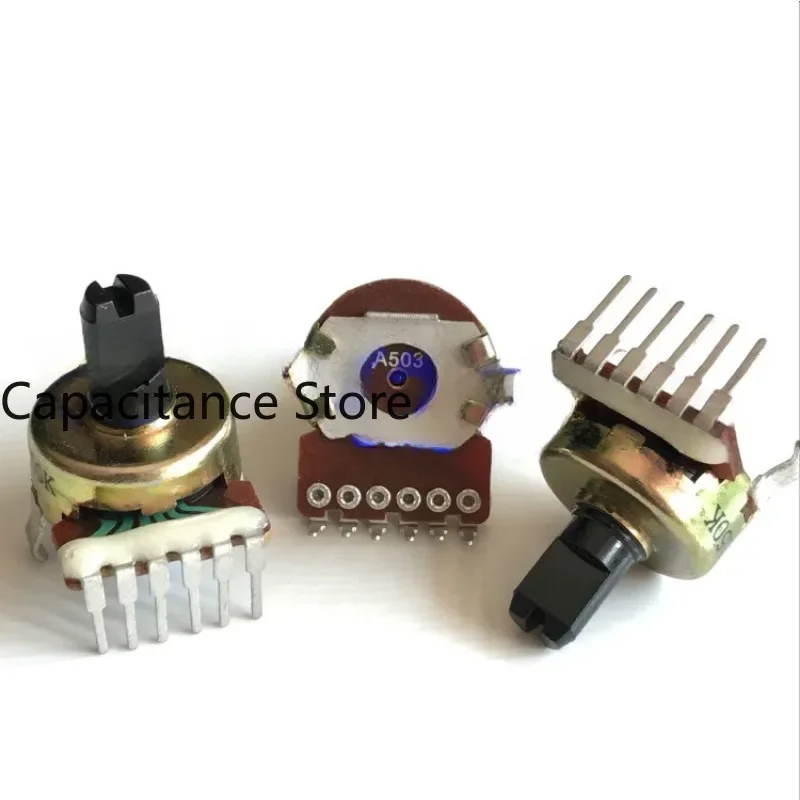 5PCS 161 double A50K/B10K audio speaker power amplifier volume potentiometer 6 pins 
5PCS 161 double A50K/B10K audio speaker power amplifier volume potentiometer 6 pins