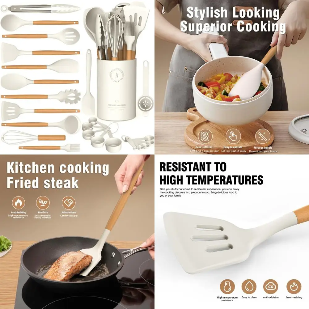 silicone cooking utensils set - silicone kitchen utensils for cooking wooden handles, 446°f heat resistant kitchen utensil spatu
silicone cooking utensils set - silicone kitchen utensils for cooking wooden handles, 446°f heat resistant kitchen utensil spatu