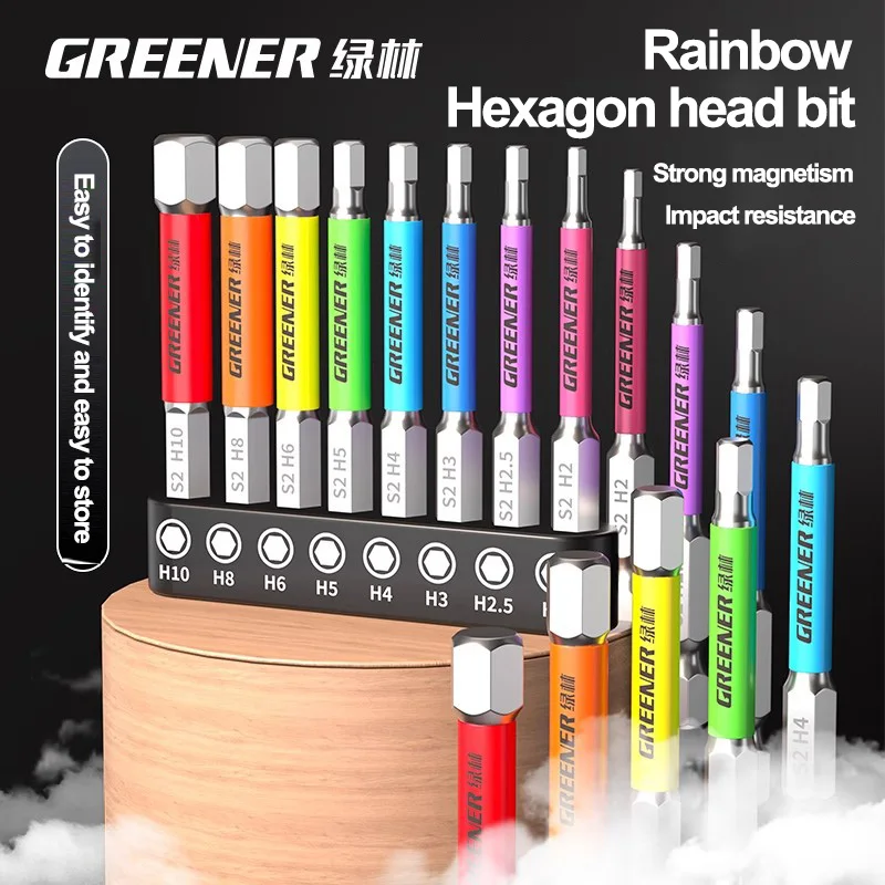 GREENERY Rainbow Hex Key Allen Wrench Screwdriver Bit Set Electric Power Drill Color-Coded Strong Durable Magnetic Repair Tools
GREENERY Rainbow Hex Key Allen Wrench Screwdriver Bit Set Electric Power Drill Color-Coded Strong Durable Magnetic Repair Tools