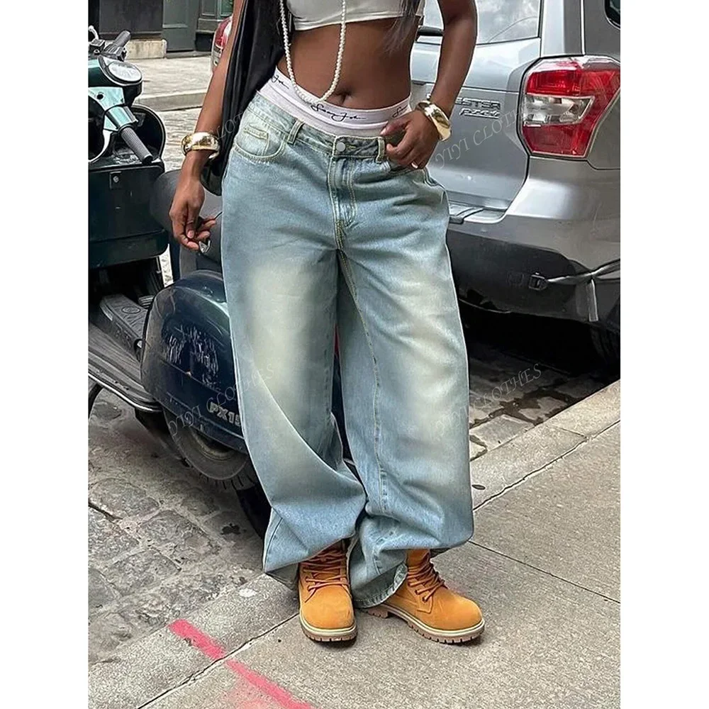Jeans Women Straight Pants Vintage Denims Washed Distressed Pockets High Waist Floor Length 2025 Streetwear Loose Trousers
Jeans Women Straight Pants Vintage Denims Washed Distressed Pockets High Waist Floor Length 2025 Streetwear Loose Trousers