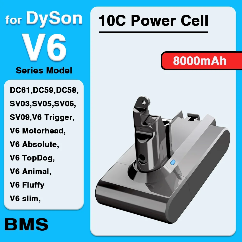 21.6V 6.0Ah/8.0Ah Replacement battery for Dyson V6 V7 V8 V10 Series SV12 DC62 SV11 sv10 Handheld Vacuum Cleaner Spare Batterie
21.6V 6.0Ah/8.0Ah Replacement battery for Dyson V6 V7 V8 V10 Series SV12 DC62 SV11 sv10 Handheld Vacuum Cleaner Spare Batterie