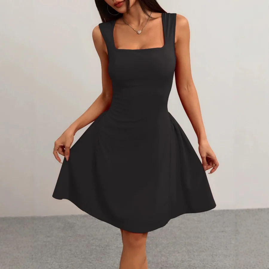Women's clothing 2026 summer new pure color square collar sleeveless waist waist temperament A-line dress small black dress
Women's clothing 2026 summer new pure color square collar sleeveless waist waist temperament A-line dress small black dress