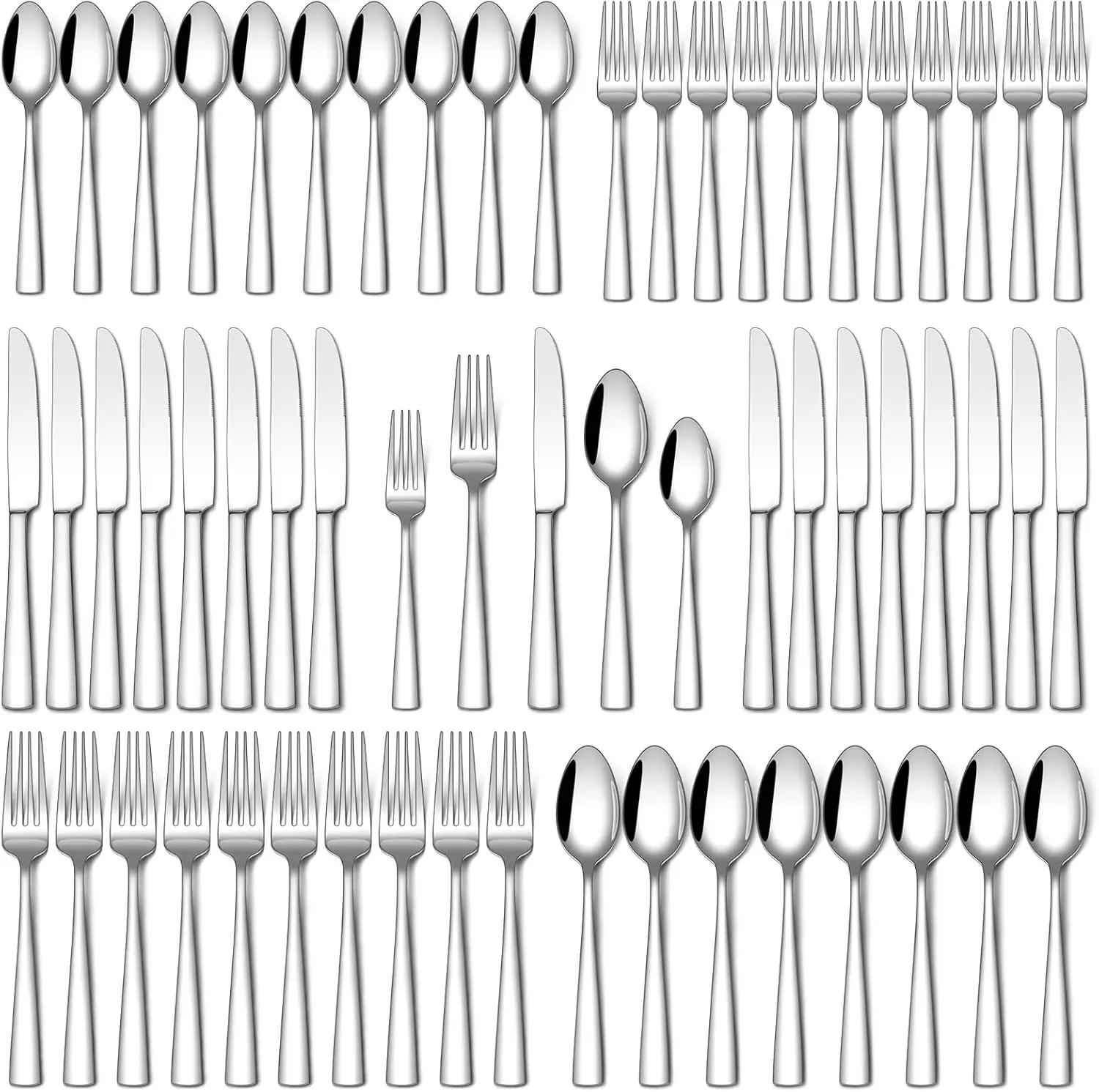 60 Piece Silverware Set Stainless Steel Flatware for 12 Mirror Polished Cutlery Set with Dinner Knives Spoons and Forks
60 Piece Silverware Set Stainless Steel Flatware for 12 Mirror Polished Cutlery Set with Dinner Knives Spoons and Forks