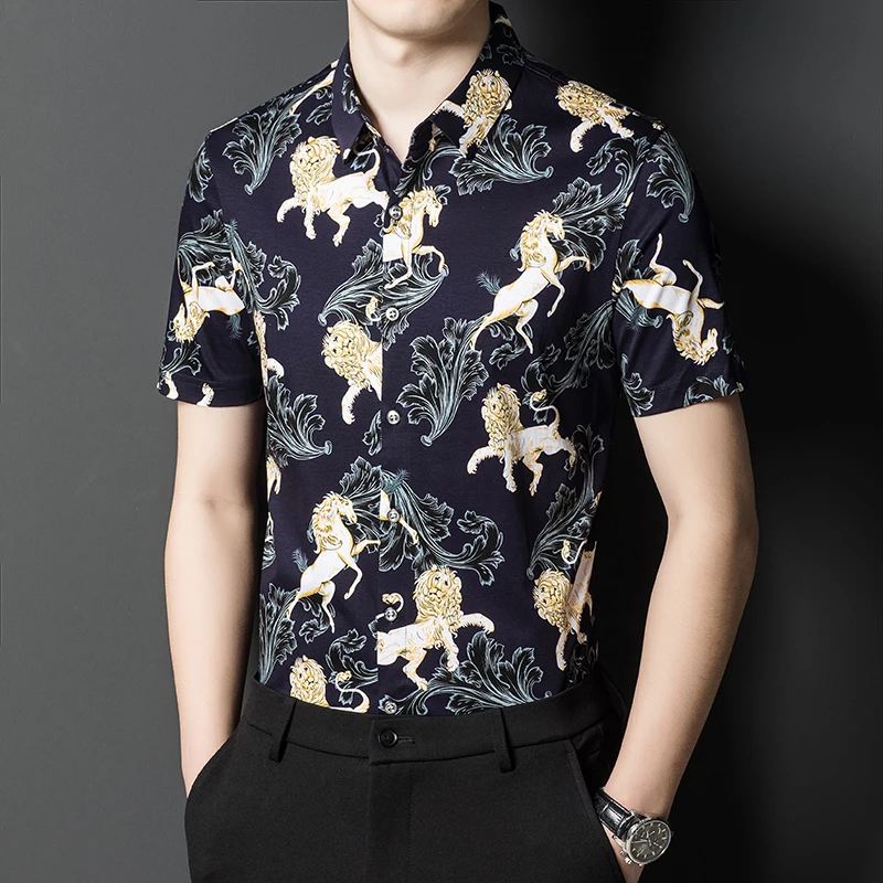 Luxury Horse Lion Printed Shirts Mens Designer Clothing Large Sizes 2022 Summer Stylish Fashionable Man Blouses Oversize Costume
Luxury Horse Lion Printed Shirts Mens Designer Clothing Large Sizes 2022 Summer Stylish Fashionable Man Blouses Oversize Costume