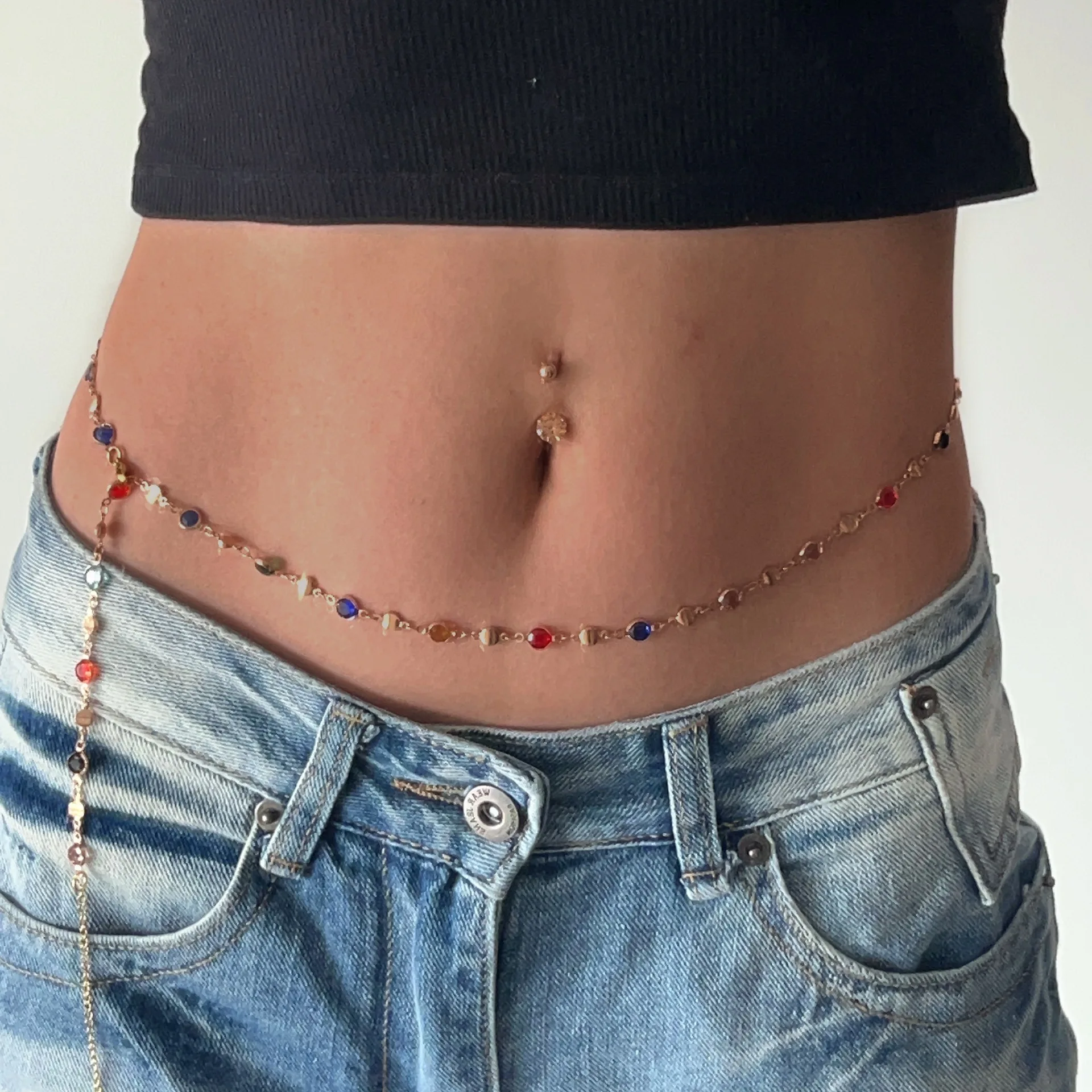 Fashion Colored Glass Crystal Waist Chain for Women Punk Summer Sexy Beach Bikini Body Jewelry Accessories
Fashion Colored Glass Crystal Waist Chain for Women Punk Summer Sexy Beach Bikini Body Jewelry Accessories