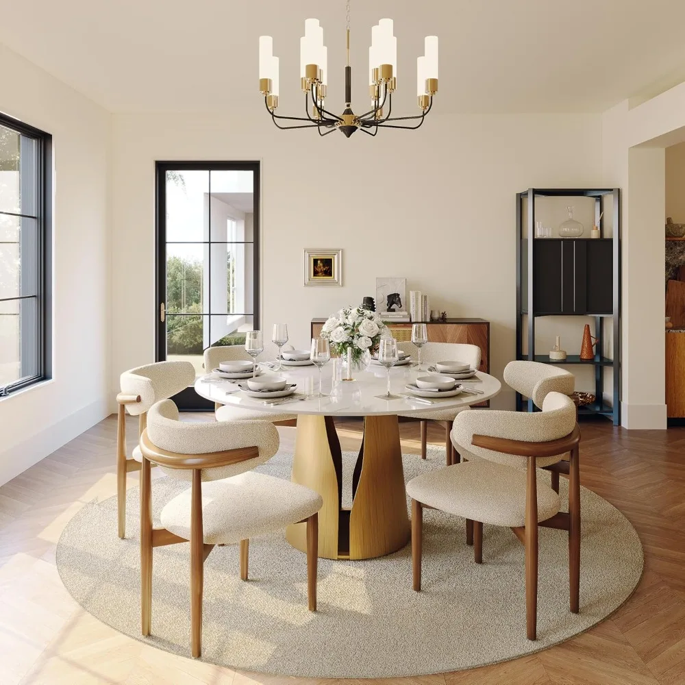 Round Dining Table for 6, Modern Marble Dining Room Table 60" Glossy White Sintered Stone Kitchen Table
Round Dining Table for 6, Modern Marble Dining Room Table 60" Glossy White Sintered Stone Kitchen Table