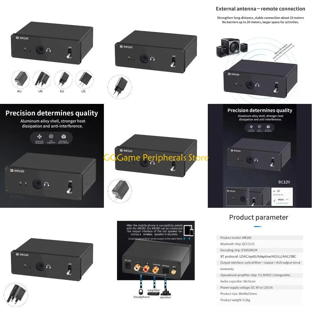 U55B MR280 LDAC Bluetooth-совместимый аудиоприемник 5.1 High Pass QCC5125 Коаксиальное волокно высокой четкости aptX 3.5 Выход
U55B MR280 LDAC Bluetooth-совместимый аудиоприемник 5.1 High Pass QCC5125 Коаксиальное волокно высокой четкости aptX 3.5 Выход