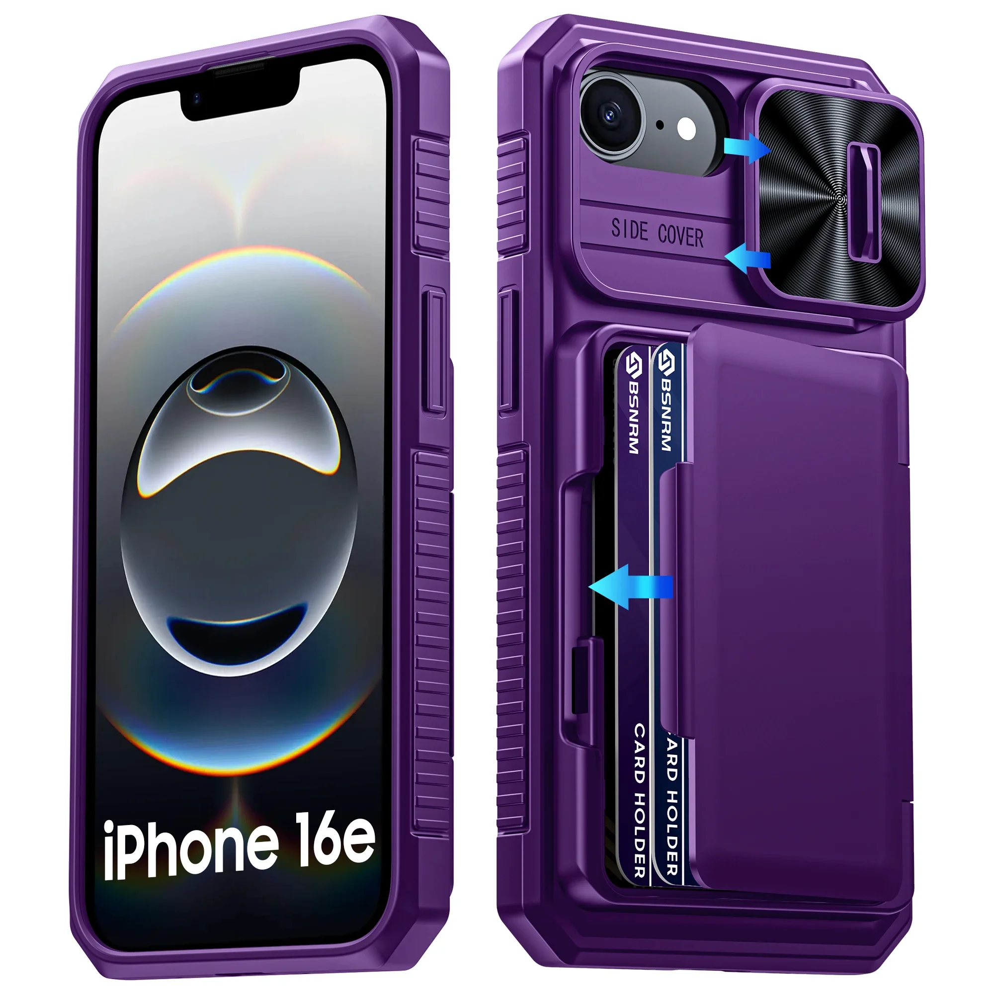 for iPhone 17 E Phone Case,Cards Holder,Camera Cover,Full Body Rugged Shockproof Silicone Protective Phone Case-Purple
for iPhone 17 E Phone Case,Cards Holder,Camera Cover,Full Body Rugged Shockproof Silicone Protective Phone Case-Purple