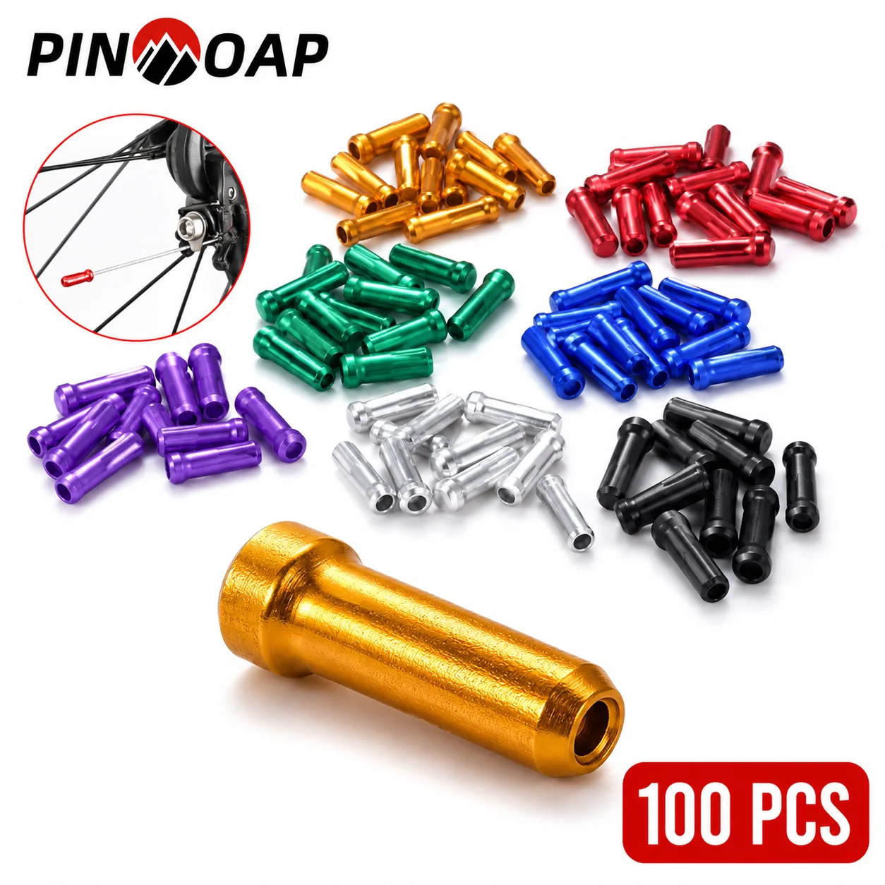 PINMOAP 100PCS Aluminum Bike Cable End Caps Bicycle Brake Derailleur Shift Wire Tips Crimp Caps for Road MTB Repair Parts Kit
PINMOAP 100PCS Aluminum Bike Cable End Caps Bicycle Brake Derailleur Shift Wire Tips Crimp Caps for Road MTB Repair Parts Kit