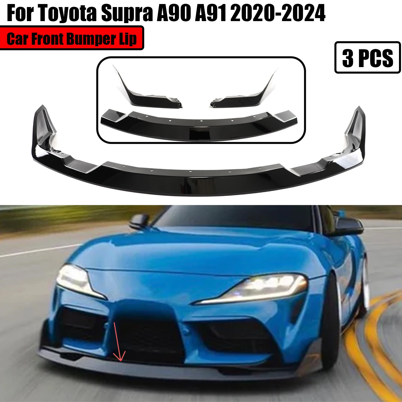 For Toyota Supra A90 A91 2020-2024 Car Accessories Front Bumper Lip Spoiler Diffuser Matte/Glossy Black Carbon Fiber Style
For Toyota Supra A90 A91 2020-2024 Car Accessories Front Bumper Lip Spoiler Diffuser Matte/Glossy Black Carbon Fiber Style
