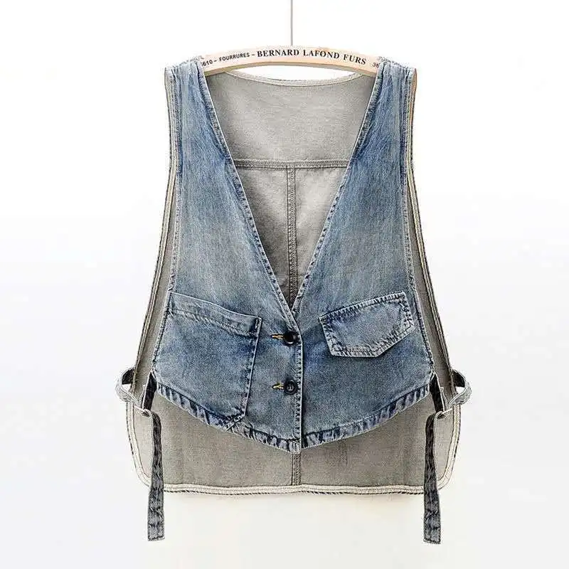 Y2k Street Vintage Blue Denim Vest Coat Women 2025 Sleeveless All-match Jackets V-neck Single Breasted Tops Crop
Y2k Street Vintage Blue Denim Vest Coat Women 2025 Sleeveless All-match Jackets V-neck Single Breasted Tops Crop