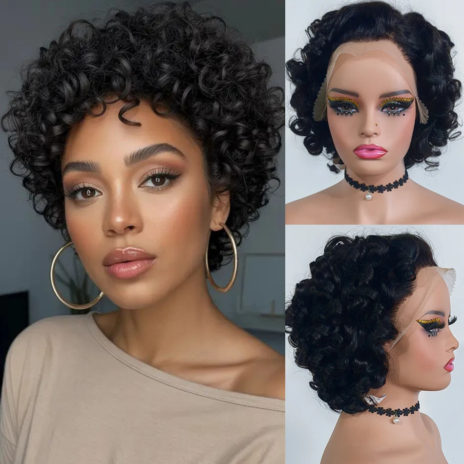 12A Pixie Cut Human Hair Stylish Curly Short Bob Wig Deep Wave Full Volume 13x4 Lace Front Glueless Loose Curly Human Hair Wigs
12A Pixie Cut Human Hair Stylish Curly Short Bob Wig Deep Wave Full Volume 13x4 Lace Front Glueless Loose Curly Human Hair Wigs