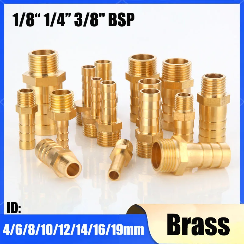 1Pcs Brass Pipe Fitting 4/6/8/10/12/14/16/19mm Hose Barb Tail 1/8" 3/8" 1/4" BSP Male Connector Joint Copper Coupler Adapter
1Pcs Brass Pipe Fitting 4/6/8/10/12/14/16/19mm Hose Barb Tail 1/8" 3/8" 1/4" BSP Male Connector Joint Copper Coupler Adapter