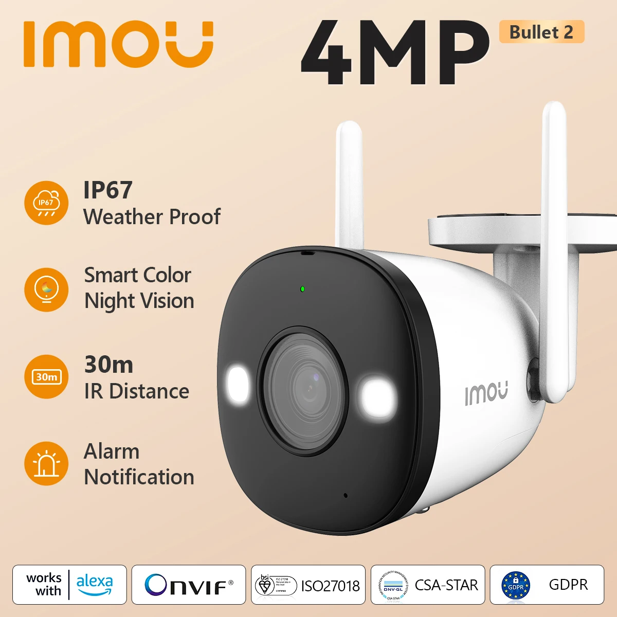 IMOU Bullet 2 2MP/4MP Wifi IP Camera Outdoor 16X Digital Zoom 2.8mm LensWireless Camera H.265 ONVIF Security CCTV Camera
IMOU Bullet 2 2MP/4MP Wifi IP Camera Outdoor 16X Digital Zoom 2.8mm LensWireless Camera H.265 ONVIF Security CCTV Camera