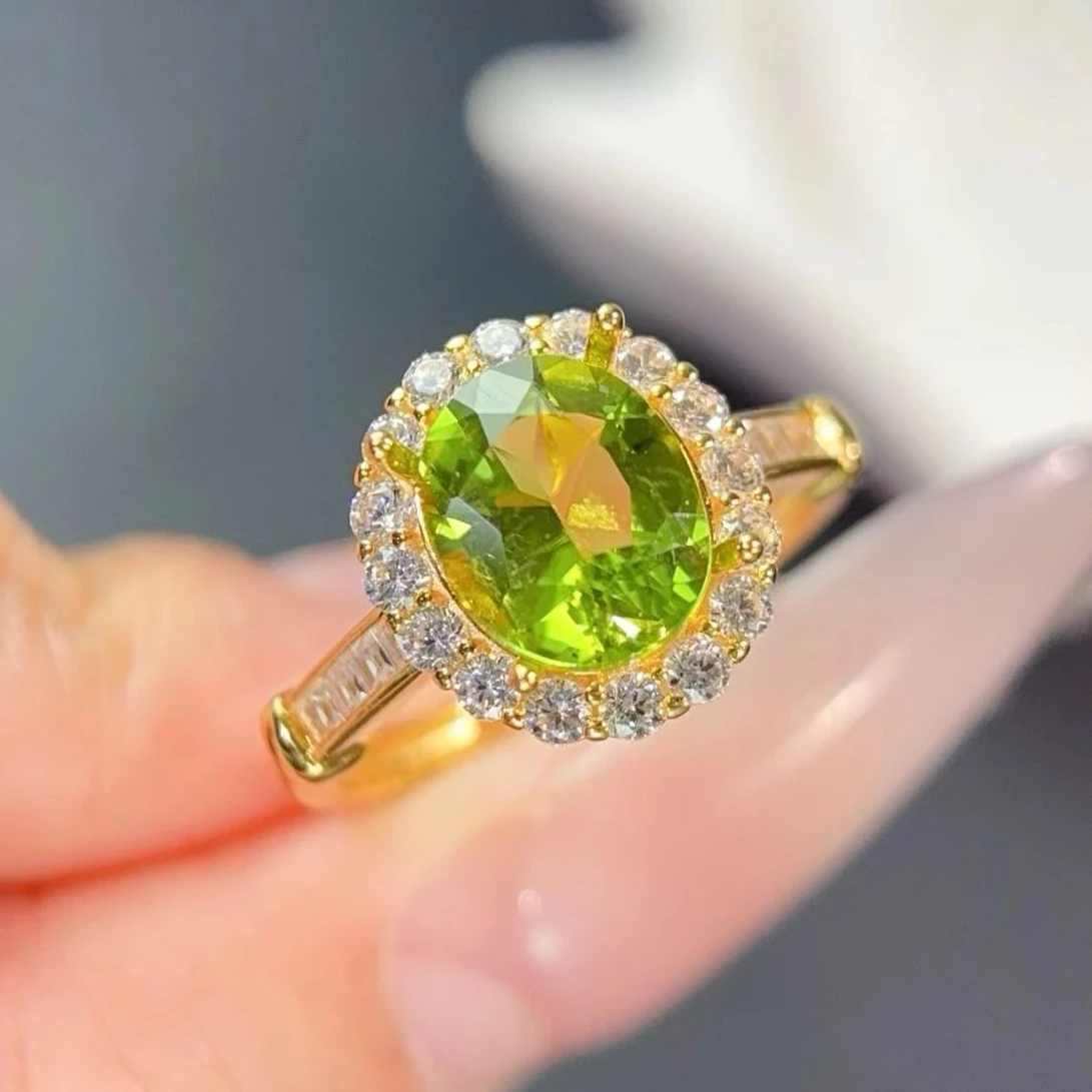 Genuine 925 Silver Peridot Jewelry with Certificate 8x10mm 3ct Natural Peridot Ring with 18K Gold Plating Gift for Women
Genuine 925 Silver Peridot Jewelry with Certificate 8x10mm 3ct Natural Peridot Ring with 18K Gold Plating Gift for Women