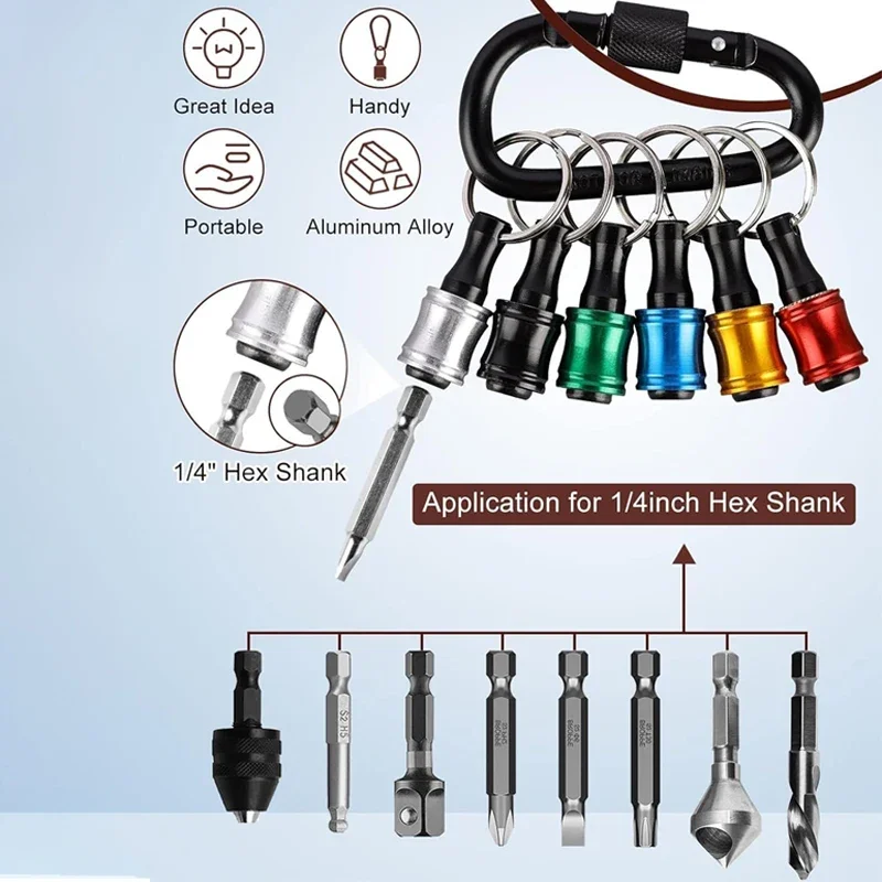 6pcs 1/4" Hex Shank Screwdriver Bit Holder Light-Weight Quick-Change Extension Bar Keychain Drill Screw Adapter Push to Unlock
6pcs 1/4" Hex Shank Screwdriver Bit Holder Light-Weight Quick-Change Extension Bar Keychain Drill Screw Adapter Push to Unlock