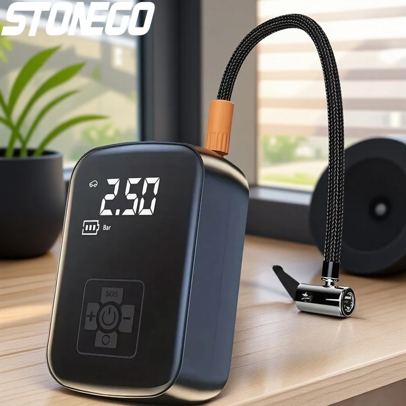 Беспроводной воздушный компрессор, насос для накачивания шин с цифровым ЖК-дисплеем для мотоцикла, велосипедной лодки, надувные шины и шарики
Беспроводной воздушный компрессор, насос для накачивания шин с цифровым ЖК-дисплеем для мотоцикла, велосипедной лодки, надувные шины и шарики