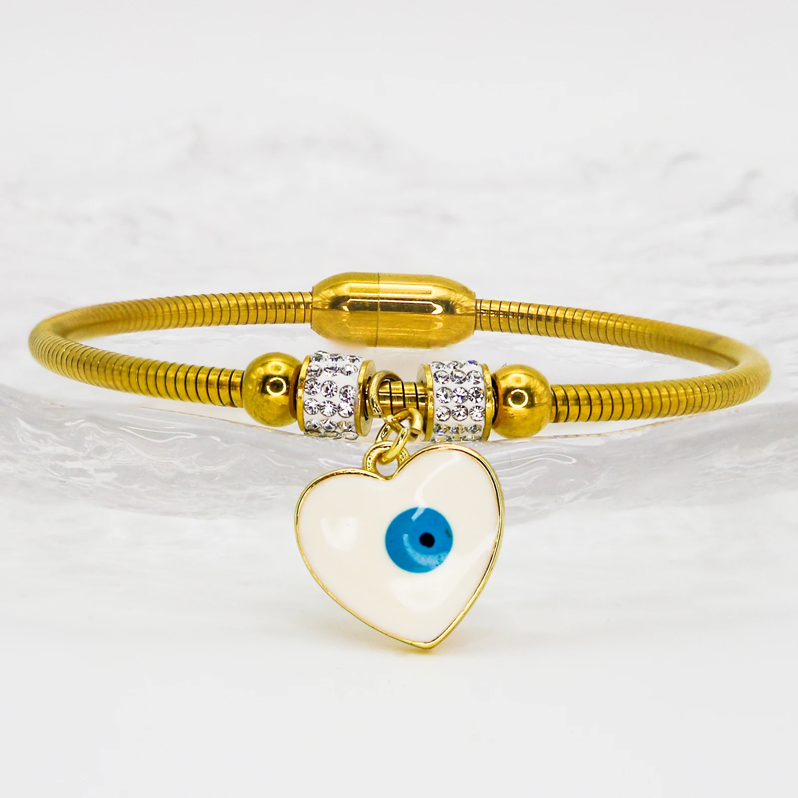 Stainless Steel Gold Plated Cubic Zirconia Bracelets for Women Men Blue Turkish Eye Heart Hollow Charms Jewelry Gifts Wholesale
Stainless Steel Gold Plated Cubic Zirconia Bracelets for Women Men Blue Turkish Eye Heart Hollow Charms Jewelry Gifts Wholesale