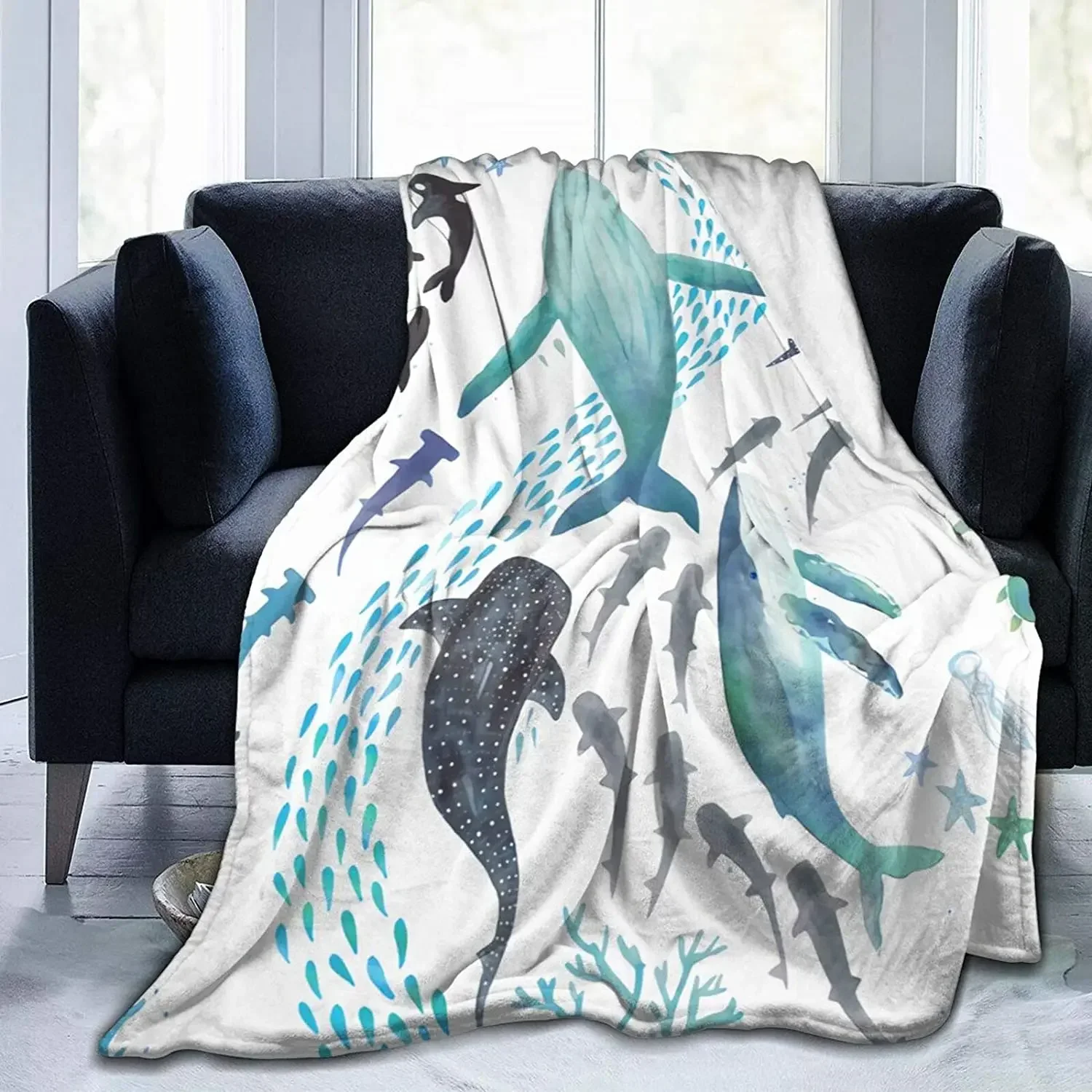 Funny Plush Microfiber Throw Blanket Sharks Humpback Whales Orcas Turtles Ocean Blankets for All Season Air Conditioning Blanket
Funny Plush Microfiber Throw Blanket Sharks Humpback Whales Orcas Turtles Ocean Blankets for All Season Air Conditioning Blanket