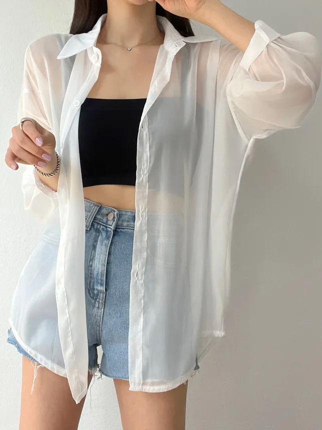Chic Summer Women's Loose Long Sleeve Sun Protection Chiffon Shirt Versatile Design Korean Style Fashionable Outerwear Top
Chic Summer Women's Loose Long Sleeve Sun Protection Chiffon Shirt Versatile Design Korean Style Fashionable Outerwear Top