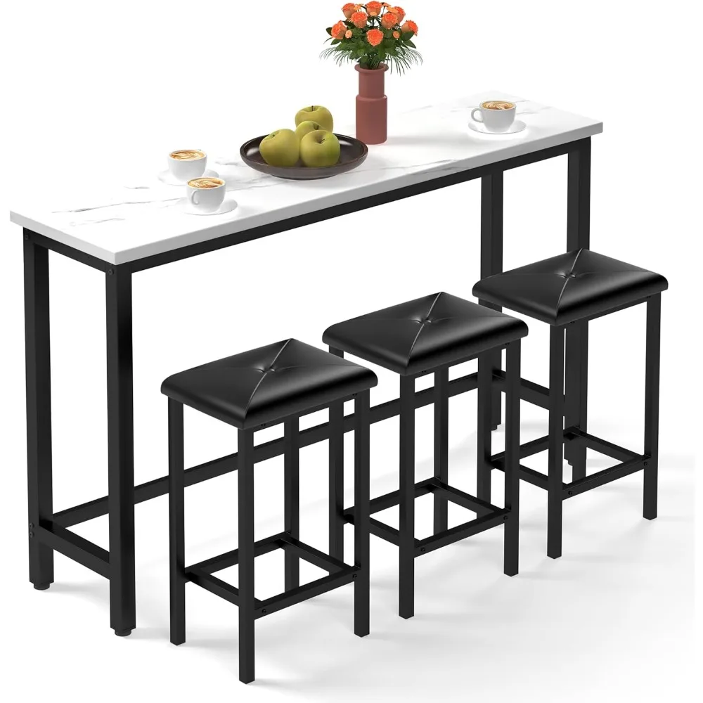 4-Piece Kitchen Bar Table Set with 3 Stools - Durable Iron Structure, Simple Style, Easy Assembly, Perfect for Small Spaces, Res
4-Piece Kitchen Bar Table Set with 3 Stools - Durable Iron Structure, Simple Style, Easy Assembly, Perfect for Small Spaces, Res