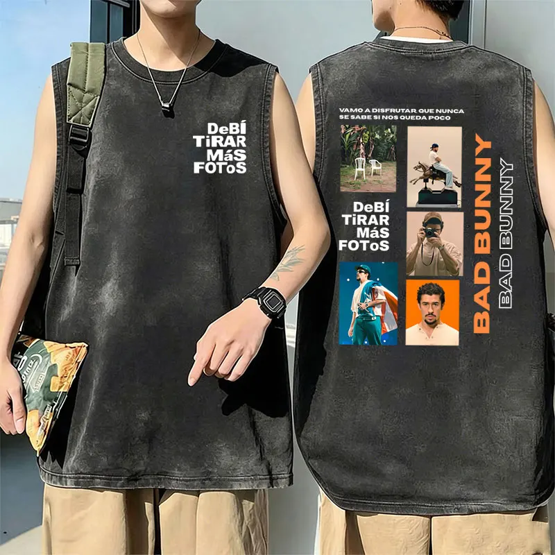 Rapper Bad Bunny Washed Tank Tops DeBi TiRAR MaS FOToS DTMF Merch T-shirts Men Women Fashion Hip Hop Oversized Seeveless Vest
Rapper Bad Bunny Washed Tank Tops DeBi TiRAR MaS FOToS DTMF Merch T-shirts Men Women Fashion Hip Hop Oversized Seeveless Vest