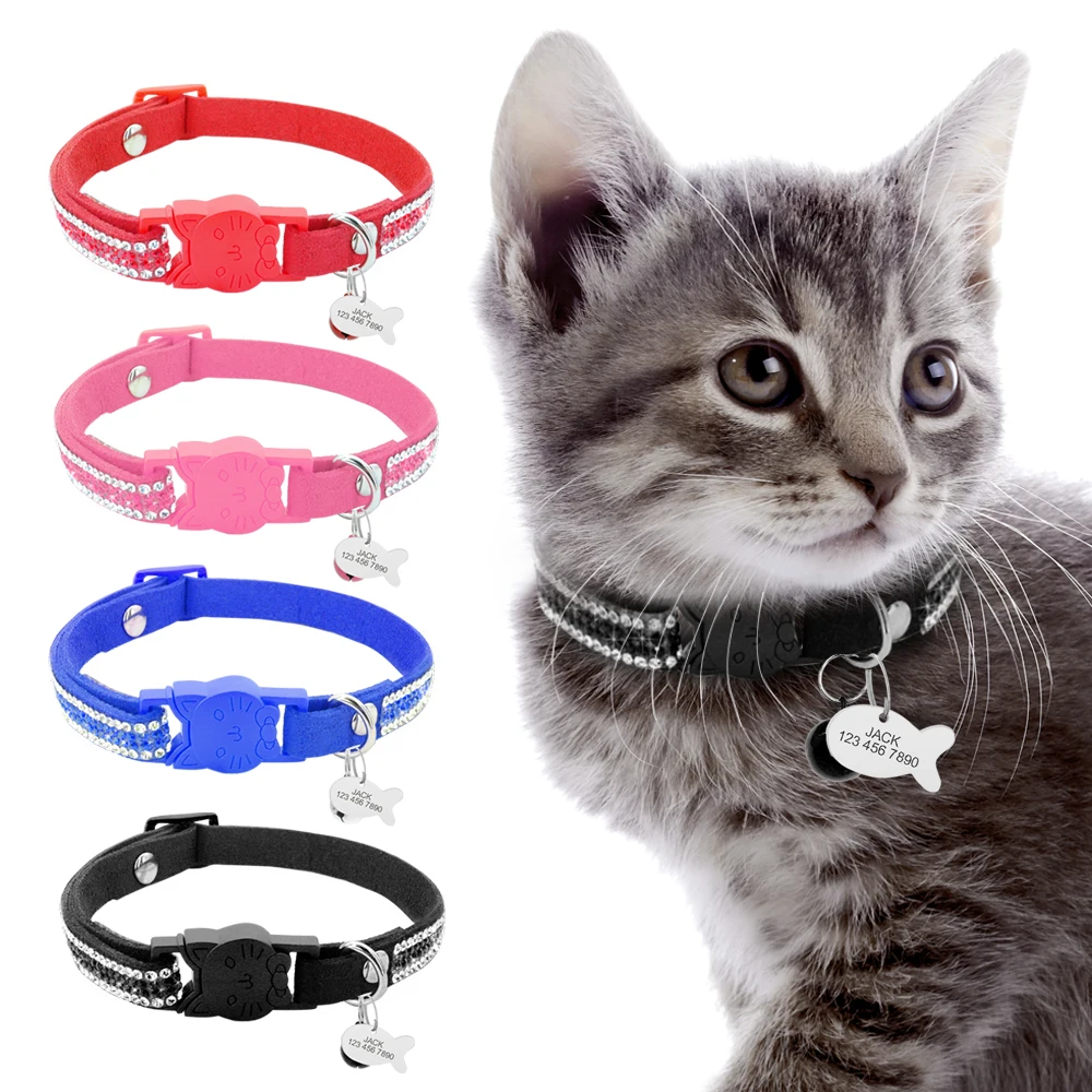 Personalized Bling Diamante Rhinestone Small Cat Dog Collars Engrave Cute ID Name Tags Puppy Kitten Collar with Bell Accessories
Personalized Bling Diamante Rhinestone Small Cat Dog Collars Engrave Cute ID Name Tags Puppy Kitten Collar with Bell Accessories