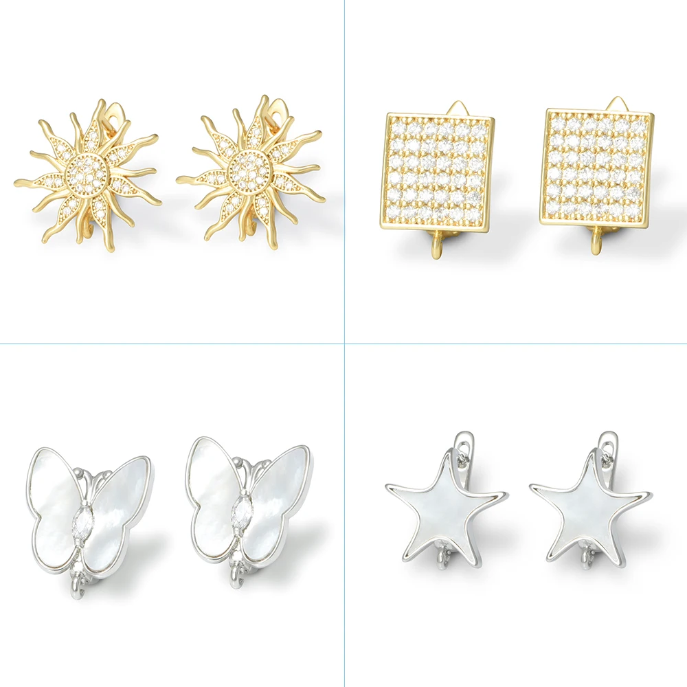  1 Pair 18K Gold/Rhodium Plated Natural Shell Brass Earring Hooks With Zircon Jewelry Making Accessories Materials Wholesale
1 Pair 18K Gold/Rhodium Plated Natural Shell Brass Earring Hooks With Zircon Jewelry Making Accessories Materials Wholesale