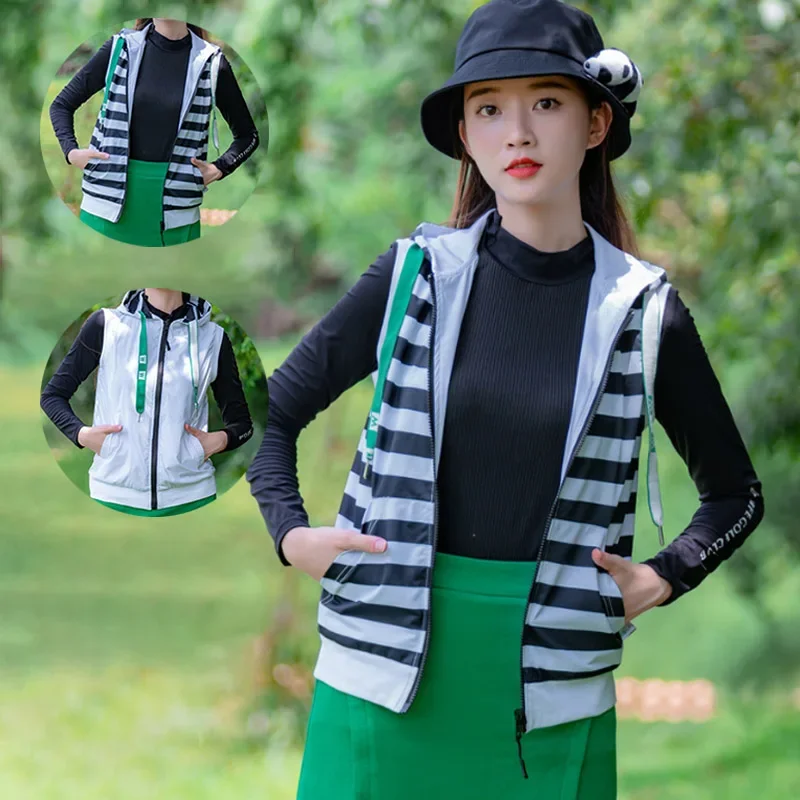G-life Women Reversible Golf Jacket Ladies Stripe Sleeveless Vest Women Patchwork Hooded Waistcoat Full Zipper Casual Golf Coat
G-life Women Reversible Golf Jacket Ladies Stripe Sleeveless Vest Women Patchwork Hooded Waistcoat Full Zipper Casual Golf Coat