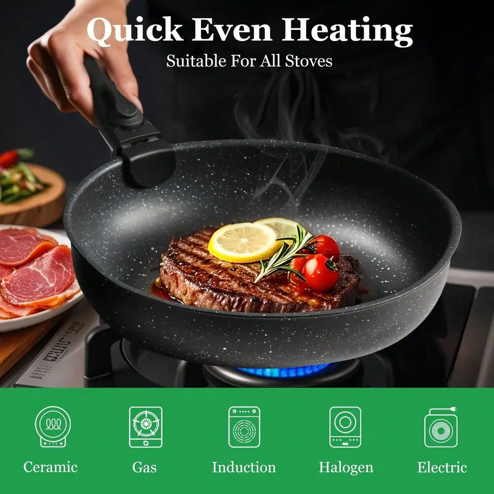 12Pieces Nonstick Pots And Pans Set Kitchen Cookware With Removable Handles Ideal For Home Cooking,Black
12Pieces Nonstick Pots And Pans Set Kitchen Cookware With Removable Handles Ideal For Home Cooking,Black