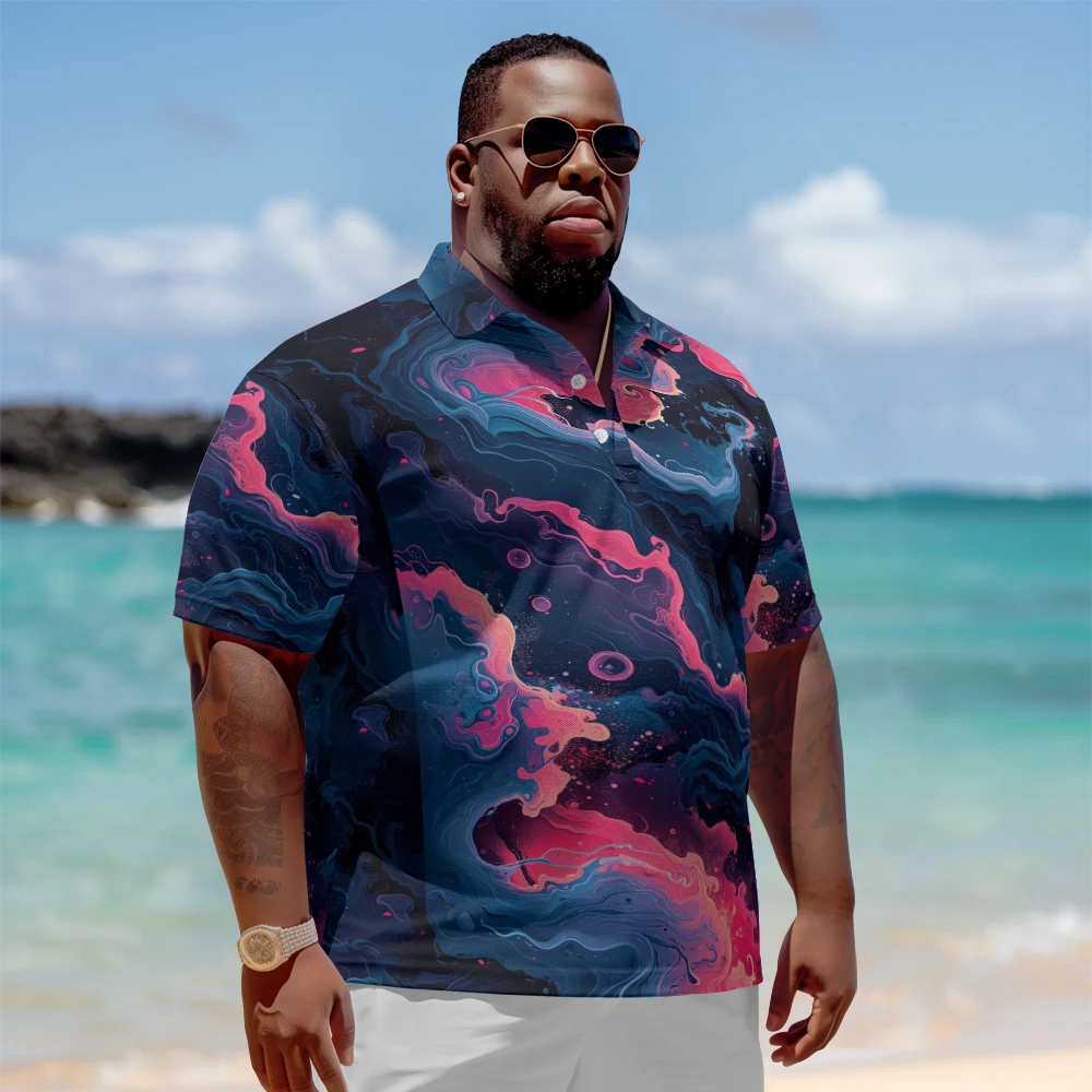 1 men's plus size polo shirt with summer navy pink print casual lapel button suitable for beach, shopping, golf
1 men's plus size polo shirt with summer navy pink print casual lapel button suitable for beach, shopping, golf