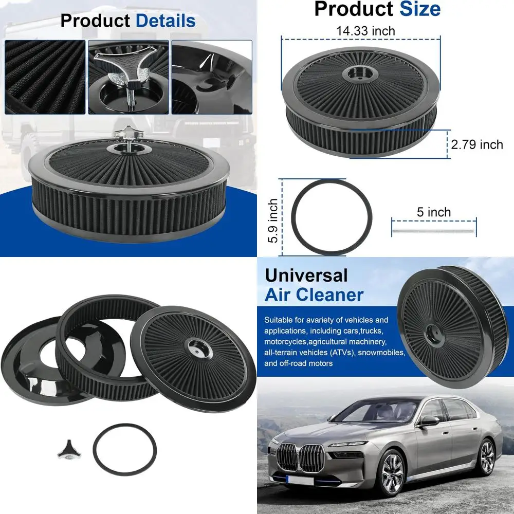 14 x 3, воздушный фильтр с высоким расходом и сквозной крышкой, совместимый с различными грузовиками, черный
14 x 3, воздушный фильтр с высоким расходом и сквозной крышкой, совместимый с различными грузовиками, черный