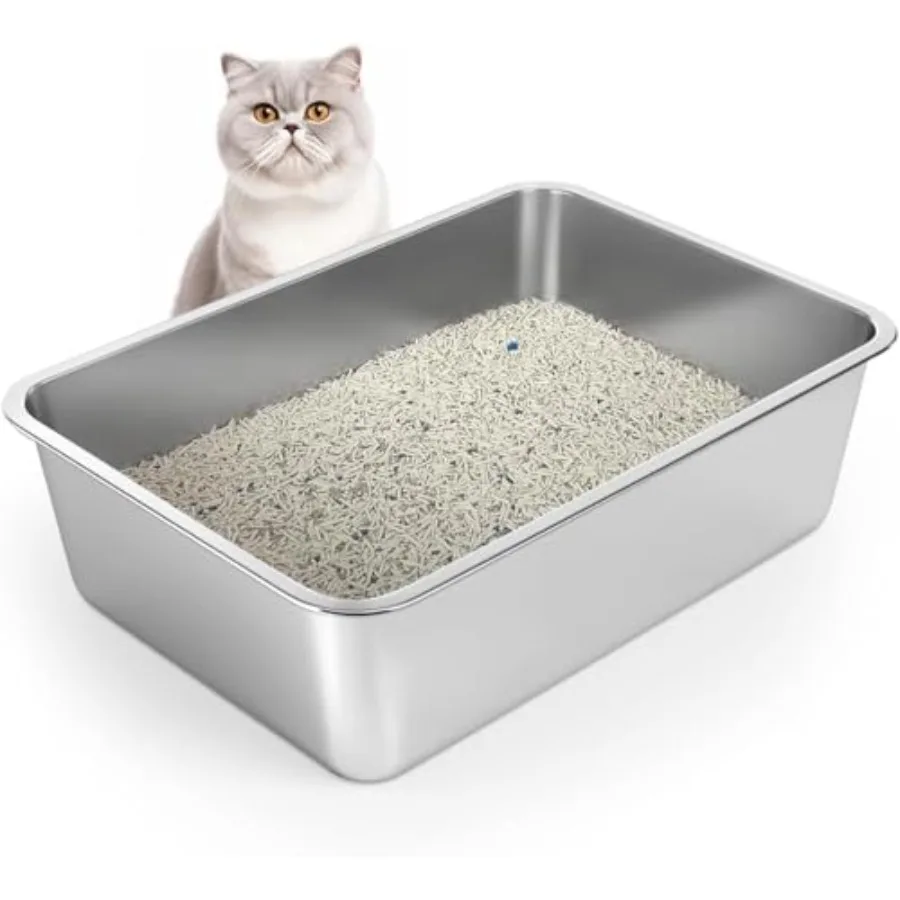 Stainless Steel Cat Litter Box, 6in Cat Litter Pan for Cats and Rabbits, Metal Litter Box High Sides Nonstick Odor Control Anti
Stainless Steel Cat Litter Box, 6in Cat Litter Pan for Cats and Rabbits, Metal Litter Box High Sides Nonstick Odor Control Anti