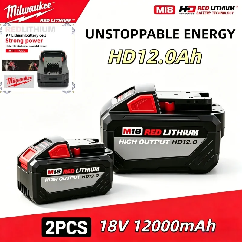 100%Milwaukee Original M18 High-output HD12.0 Red lithium battery, advanced battery technology to improve running Time And Power
100%Milwaukee Original M18 High-output HD12.0 Red lithium battery, advanced battery technology to improve running Time And Power