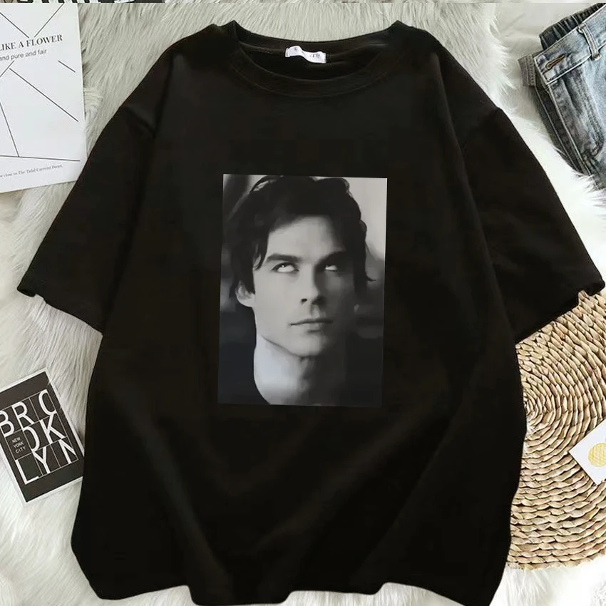 Summer Damon Salvatore Ian Somerhalder TV Show T-shirt for Women Tops Tshirts O-neck Women Clothing Streetwear Female T Shirt
Summer Damon Salvatore Ian Somerhalder TV Show T-shirt for Women Tops Tshirts O-neck Women Clothing Streetwear Female T Shirt