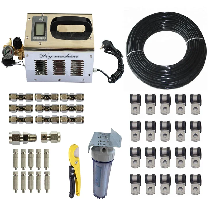 0.3L High Pressure Fog Machine With 30M 3/8'' PA Hose 10 Pcs Brass Nozzles With Filter 10 PCs 3/8 Brass Screw Type Tee Connector
0.3L High Pressure Fog Machine With 30M 3/8'' PA Hose 10 Pcs Brass Nozzles With Filter 10 PCs 3/8 Brass Screw Type Tee Connector