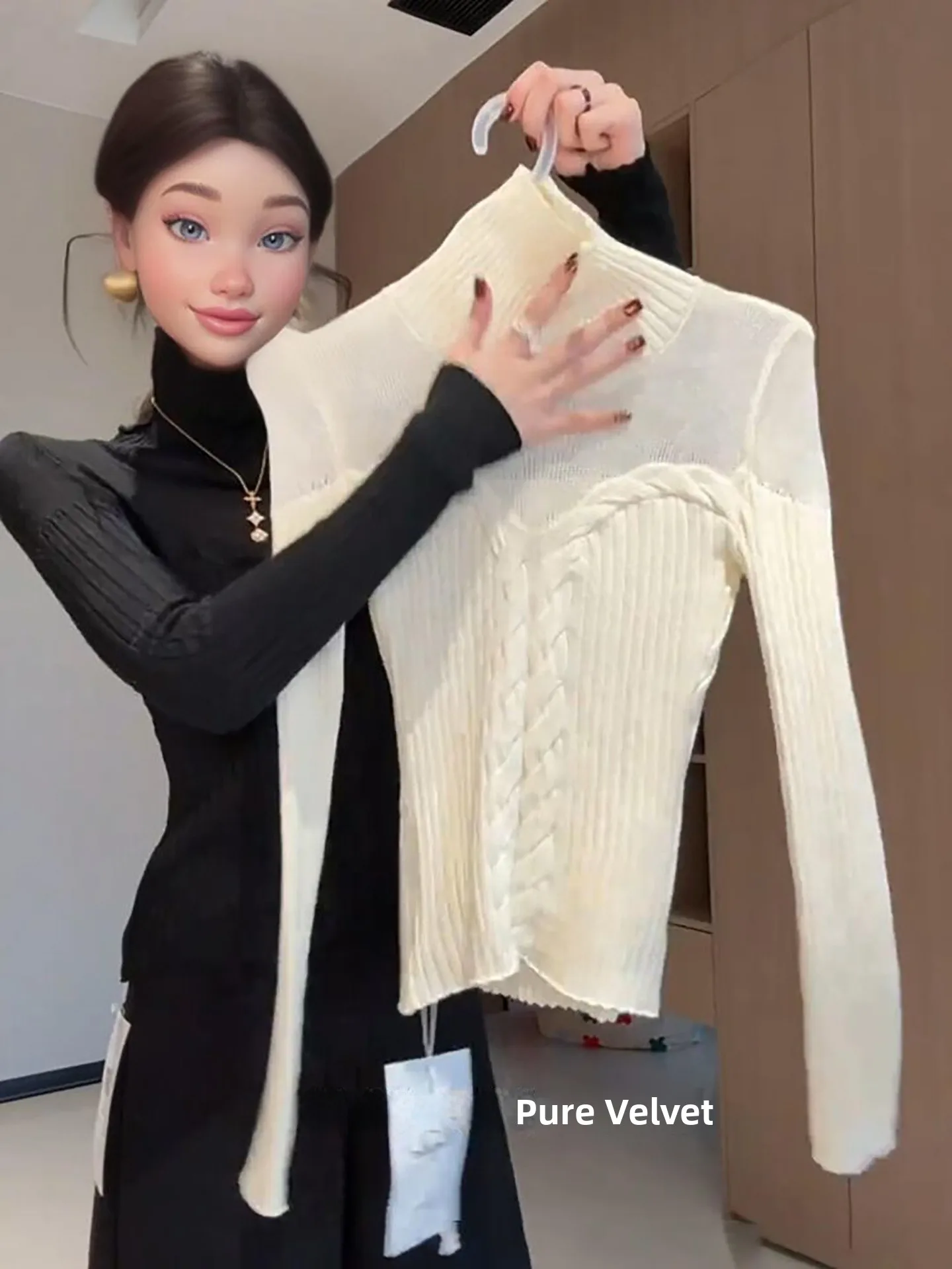 Женский вязаный свитер с вырезом, облегающий, с высоким воротником, мягкий, уютный, зимний, модный, корейский, с длинным светом, повседневный топ
Женский вязаный свитер с вырезом, облегающий, с высоким воротником, мягкий, уютный, зимний, модный, корейский, с длинным светом, повседневный топ