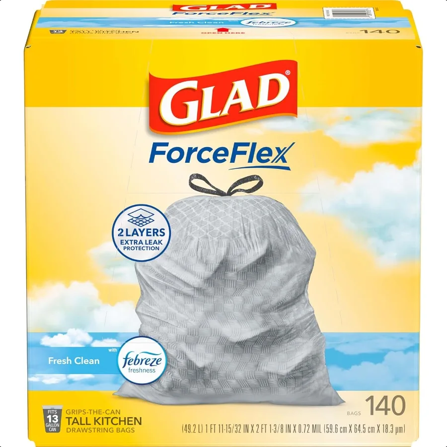 Высокие кухонные мешки для мусора ForceFlex, 13 галлонов, свежая, чистая упаковка на 140 штук, могут различным
Высокие кухонные мешки для мусора ForceFlex, 13 галлонов, свежая, чистая упаковка на 140 штук, могут различным