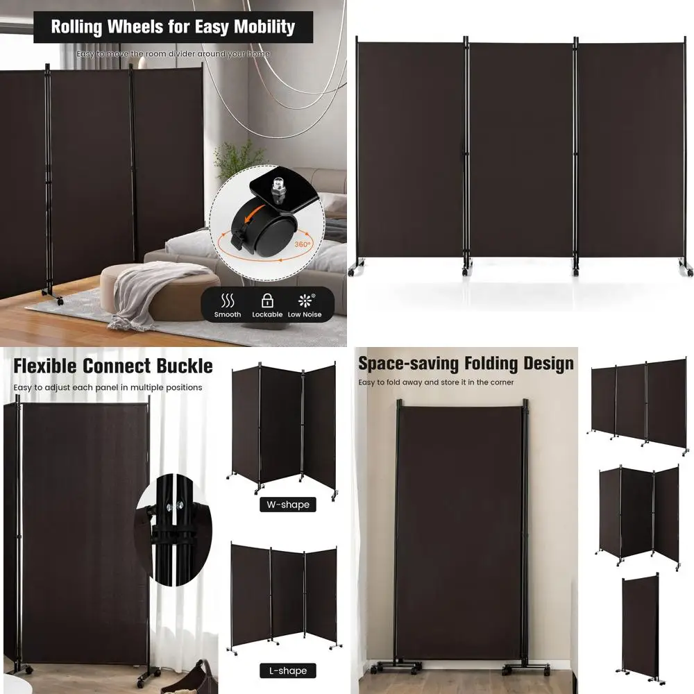 6FT Tall 3-Panel Folding Privacy Screen with Metal Frame and Durable Fabric, Freestanding Room Divider on Wheels for Home and Ho
6FT Tall 3-Panel Folding Privacy Screen with Metal Frame and Durable Fabric, Freestanding Room Divider on Wheels for Home and Ho