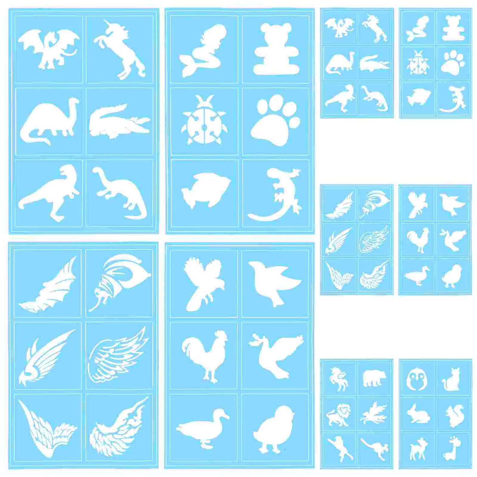 10 Pcs Children's Tattoo Template Painted Face Top Coat Glitter Pvc Painting Templates Hollow-out Drawing Stencils Reusable
10 Pcs Children's Tattoo Template Painted Face Top Coat Glitter Pvc Painting Templates Hollow-out Drawing Stencils Reusable