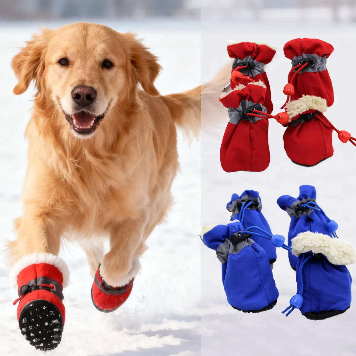 Pet Winter Shoes Cat & Dog Boots Paw Protectors, Fleece Warm Snow Booties for Puppy with Reflective Strip Anti-Slip Rubber
Pet Winter Shoes Cat & Dog Boots Paw Protectors, Fleece Warm Snow Booties for Puppy with Reflective Strip Anti-Slip Rubber