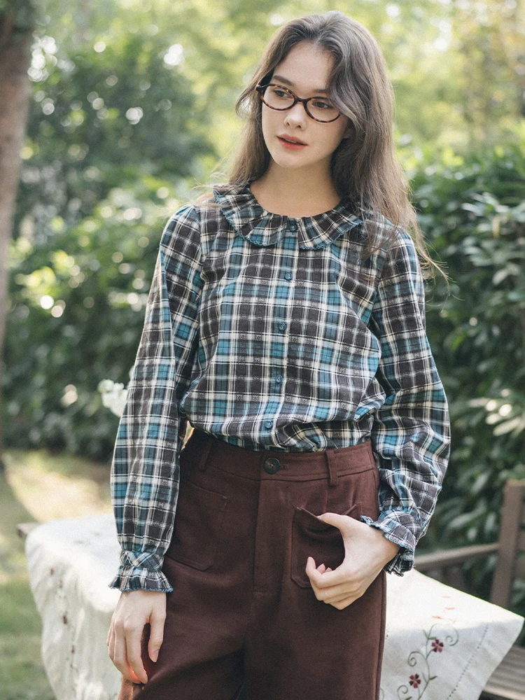MARCHNOON Color Woven Plaid Shirt with Ruffle Collar Long Sleeve Inner Wear Top French Style Straight Cut Cotton Blend
MARCHNOON Color Woven Plaid Shirt with Ruffle Collar Long Sleeve Inner Wear Top French Style Straight Cut Cotton Blend