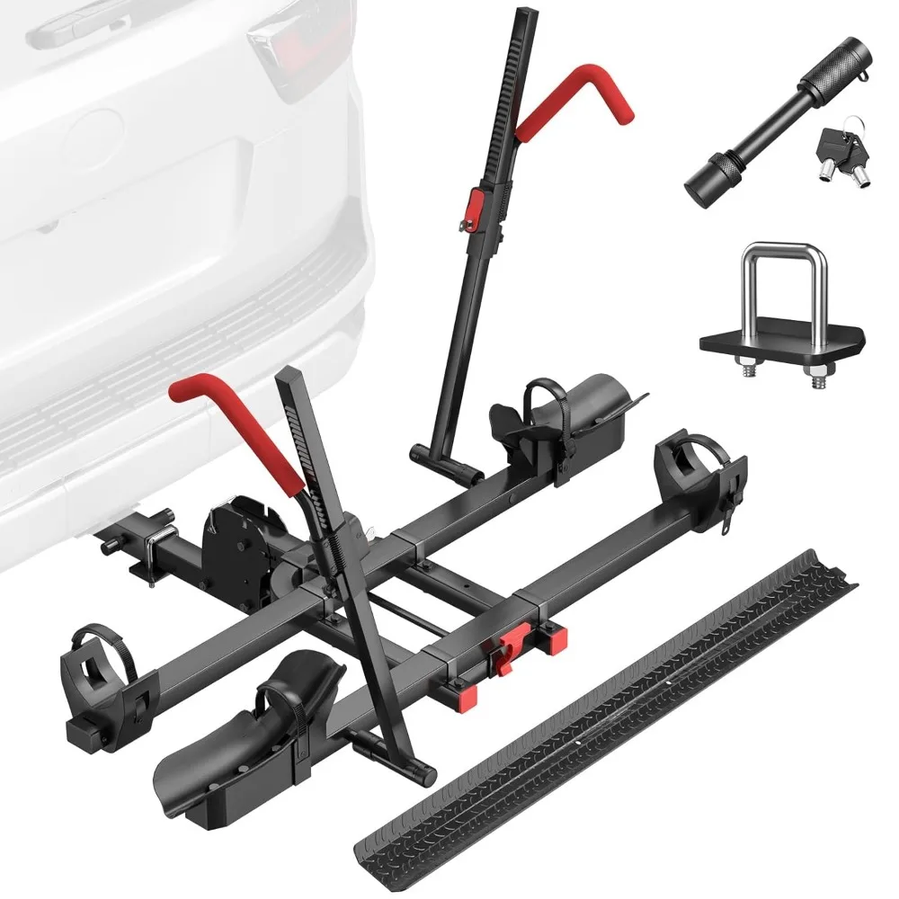 Hitch 2 EBike Rack with Ramp, 170lbs Capacity Foldable Electric Bike Carrier for 2 Heavy Ebike, Up to 5" Fat Tire, Customized
Hitch 2 EBike Rack with Ramp, 170lbs Capacity Foldable Electric Bike Carrier for 2 Heavy Ebike, Up to 5" Fat Tire, Customized