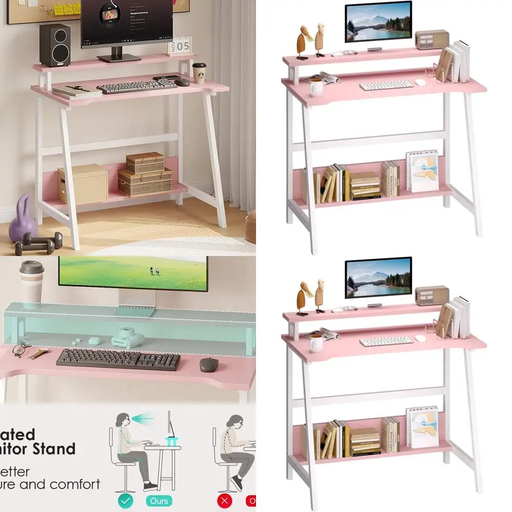 Computer Home Office Desk, 31.5" Desk for Small Spaces with Storage Shelf,Small Computer Desk with Monitor and Bookshelf, Modern
Computer Home Office Desk, 31.5" Desk for Small Spaces with Storage Shelf,Small Computer Desk with Monitor and Bookshelf, Modern