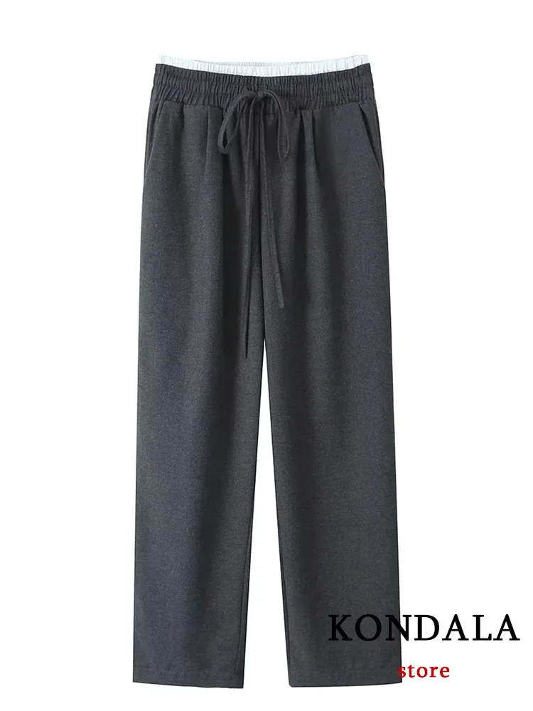 KONDALA Vintage Casual Chic Women Pants Grey Solid Pockets Belt Straight Pants New Fashion 2024 Autumn Winter Holiday Trousers
KONDALA Vintage Casual Chic Women Pants Grey Solid Pockets Belt Straight Pants New Fashion 2024 Autumn Winter Holiday Trousers
