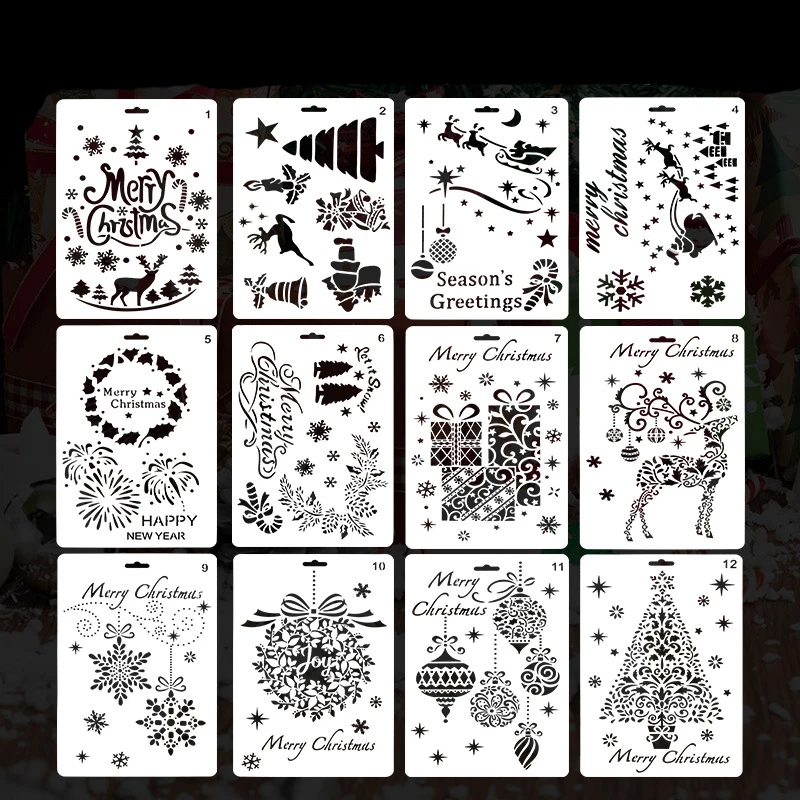 12pcs 26cm Christmas Deer Tree Bell Gift DIY Layering Stencils Painting Scrapbooking Stamping Embossing Decorative Template
12pcs 26cm Christmas Deer Tree Bell Gift DIY Layering Stencils Painting Scrapbooking Stamping Embossing Decorative Template
