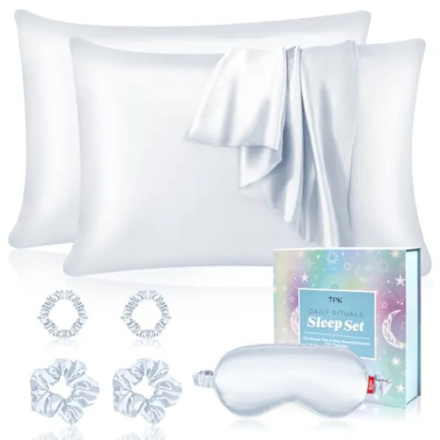 Satin Pillowcase Gift Set with Silk Satin Sleep Mask 4 Scrunchies, 2Pack Standard Size Pillow Cases Set Luxury Sleeping Gift 7
Satin Pillowcase Gift Set with Silk Satin Sleep Mask 4 Scrunchies, 2Pack Standard Size Pillow Cases Set Luxury Sleeping Gift 7