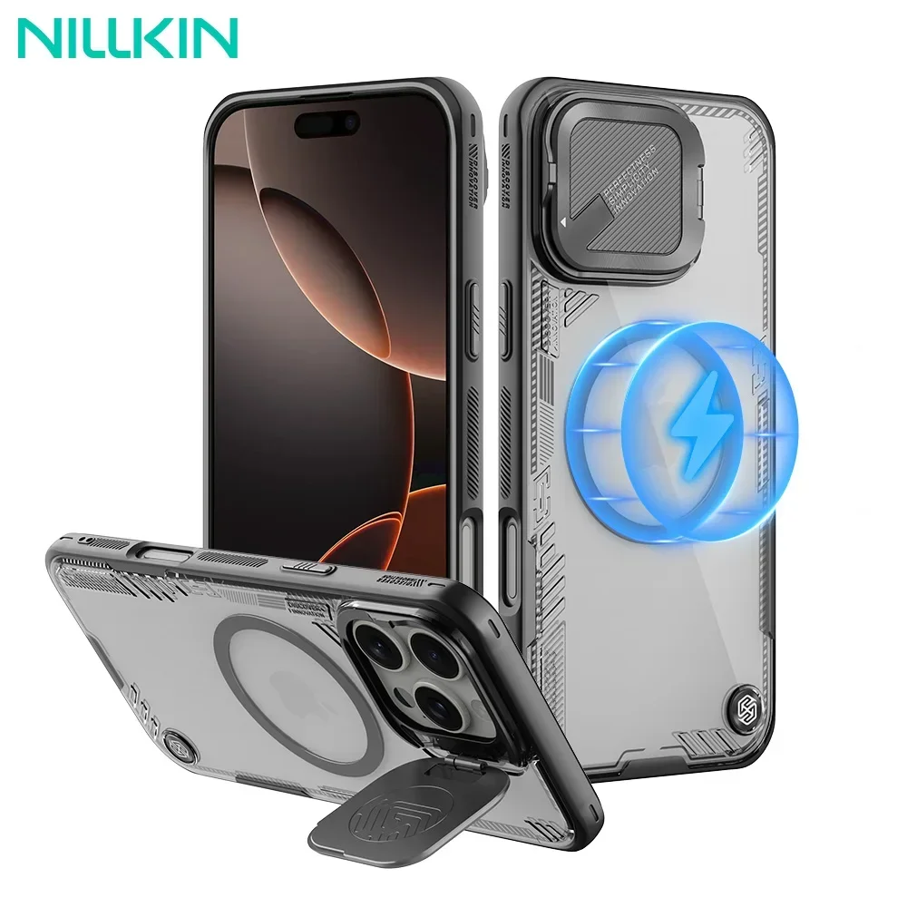 Чехол Nillkin для iPhone 16 Pro Max Magsafe Iceblade Prop, экологически чистая противоударная задняя крышка с подставкой для объектива для iPhone 16/16 Pro 
Чехол Nillkin для iPhone 16 Pro Max Magsafe Iceblade Prop, экологически чистая противоударная задняя крышка с подставкой для объектива для iPhone 16/16 Pro